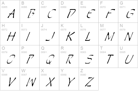Perdition Italic uppercase A-Z preview