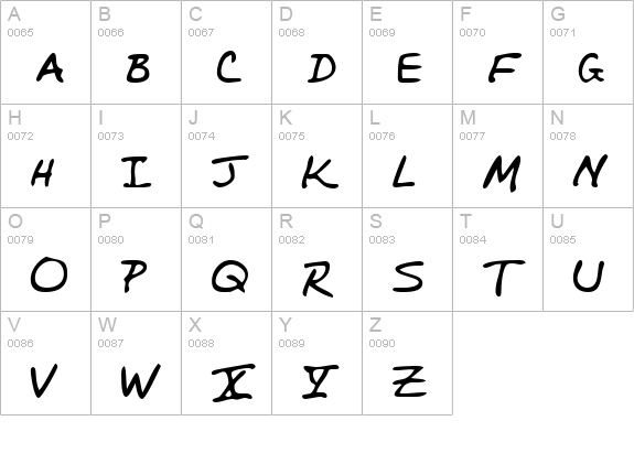 PerkinsHand Regular uppercase A-Z preview