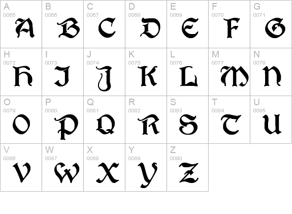 PerryGothic Regular uppercase A-Z preview
