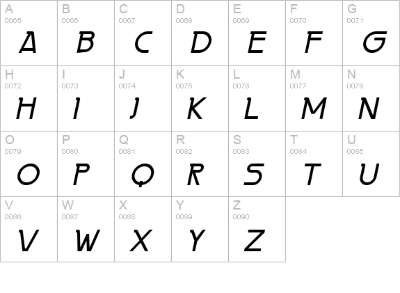Persia BoldItalic uppercase A-Z preview