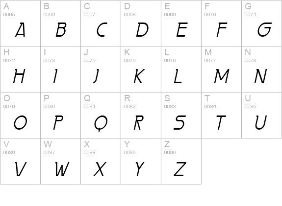Persia Condensed Italic uppercase A-Z preview