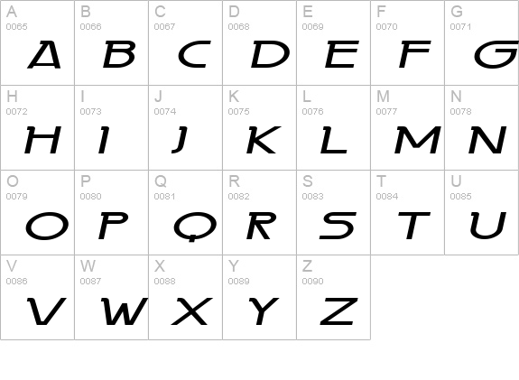 Persia Extended Bold Italic uppercase A-Z preview