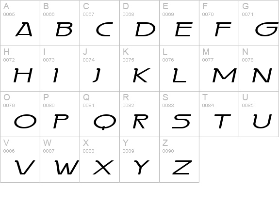 Persia Extended Italic uppercase A-Z preview