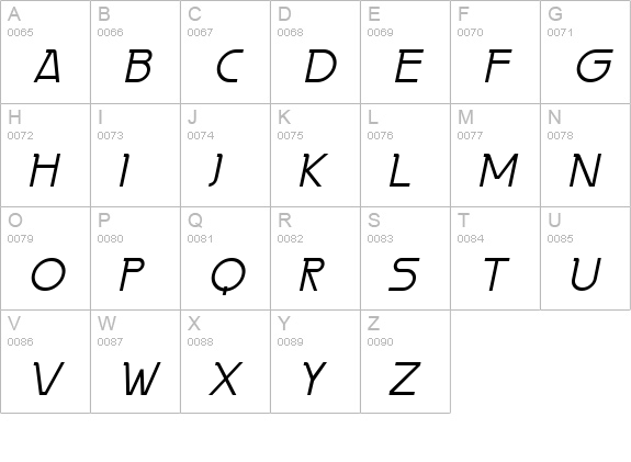 Persia Italic uppercase A-Z preview