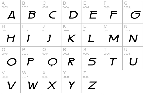 Persia Wide Bold Italic uppercase A-Z preview
