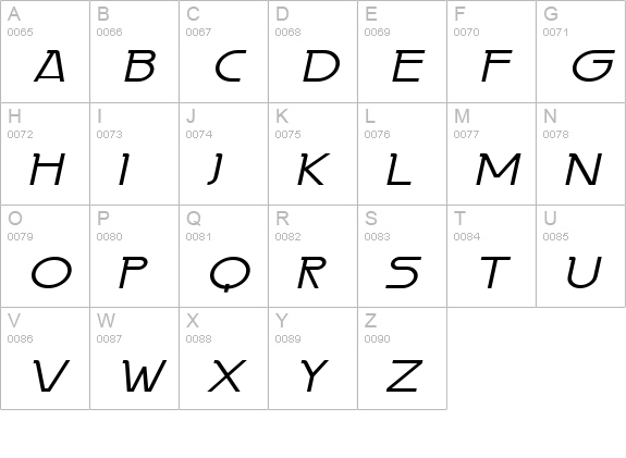 Persia Wide Italic uppercase A-Z preview