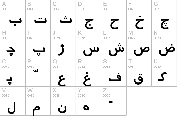Persian uppercase A-Z preview