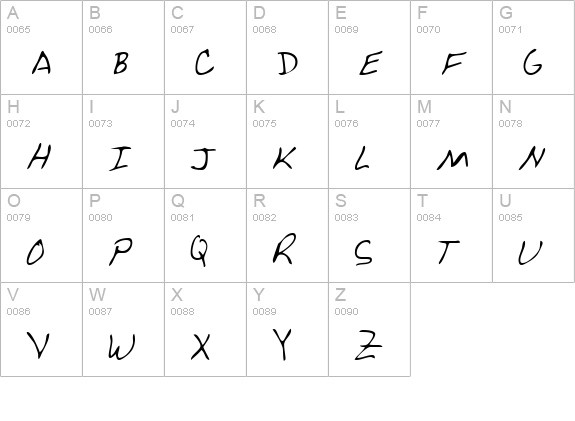 PetersHand Regular uppercase A-Z preview