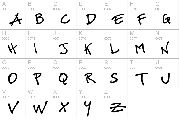 Petescript uppercase A-Z preview