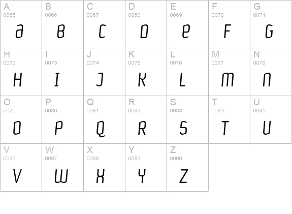 Petrol-LightItalic uppercase A-Z preview