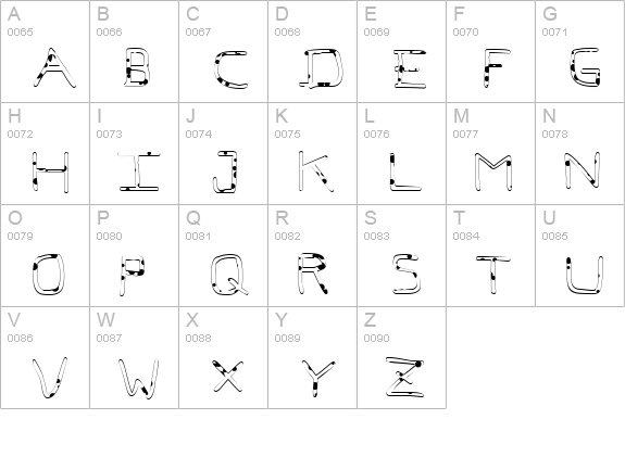 Pf_veryverybadfont7-Liquid uppercase A-Z preview