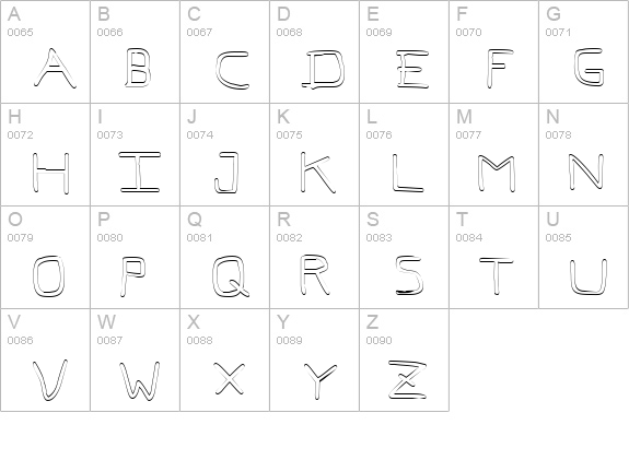 Pf_veryverybadfont7 Outline uppercase A-Z preview