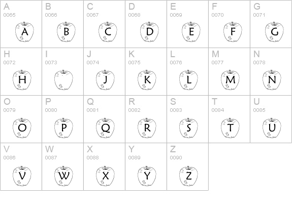 pf_WormyApple uppercase A-Z preview