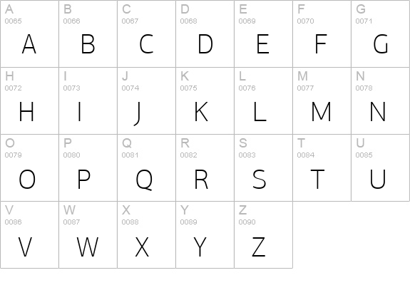 PFAgoraSansPro-Thin uppercase A-Z preview