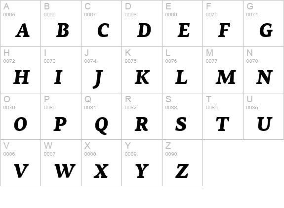PFAgoraSerifPro-BlackItalic uppercase A-Z preview