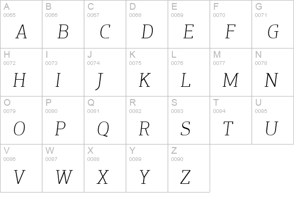 PFAgoraSlabPro-ThinIt uppercase A-Z preview