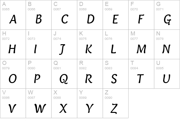 PFArmonia-Italic uppercase A-Z preview