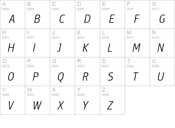 PFBulletinSansPro-LightItalic uppercase A-Z preview