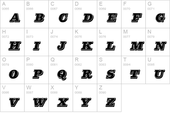 PFCenturaSingleCaps uppercase A-Z preview