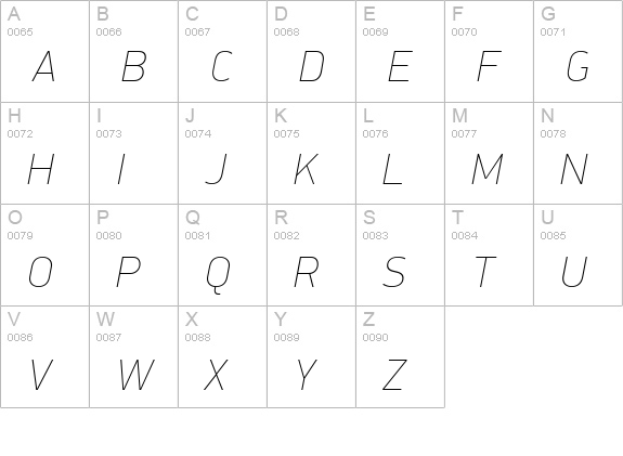 PFDinDisplayPro-ExtraThinItalic uppercase A-Z preview
