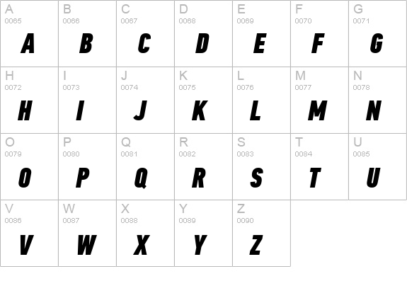 PFDinTextCompPro-XBlackItalic uppercase A-Z preview