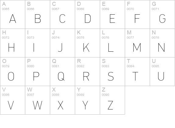 PFDinTextPro-ExtraThin uppercase A-Z preview