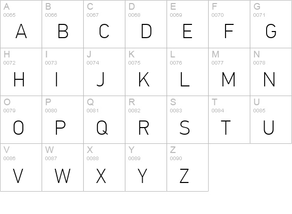PFDinTextPro-Thin uppercase A-Z preview