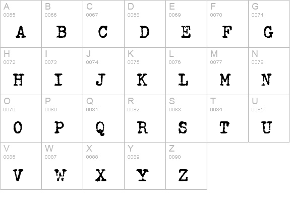 PFDumbOldTypewriter One Bold uppercase A-Z preview