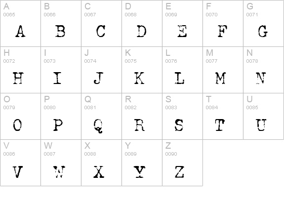 PFDumbOldTypewriter One Light uppercase A-Z preview