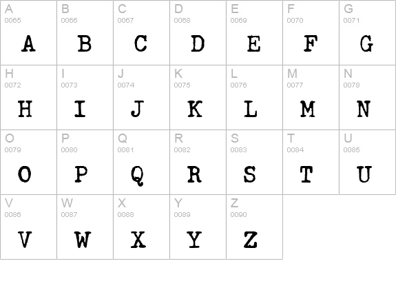 PFDumbOldTypewriter One Normal uppercase A-Z preview