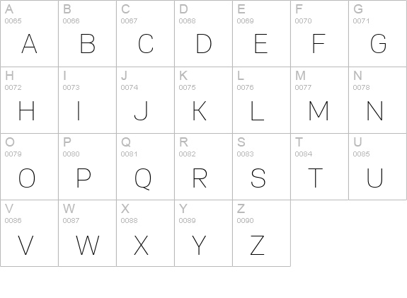 PFEncoreSansPro-ExtraThin uppercase A-Z preview