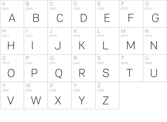 PFEncoreSansPro-Thin uppercase A-Z preview