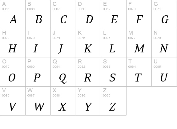 PFExecutive Italic uppercase A-Z preview