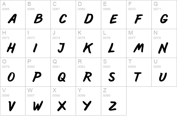 PFFreeScript Bold uppercase A-Z preview