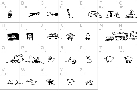 PFKidstuff-Regular uppercase A-Z preview