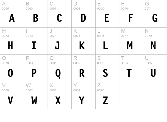 PFLetterGothicThree Bold uppercase A-Z preview