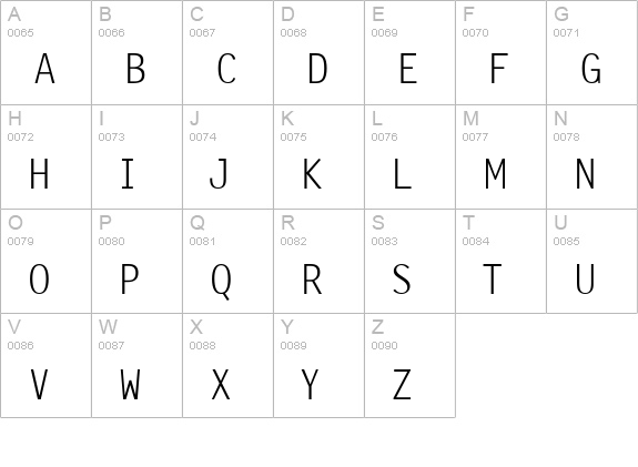 PFLetterGothicThree Light uppercase A-Z preview
