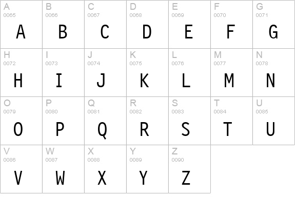 PFLetterGothicThree Medium uppercase A-Z preview
