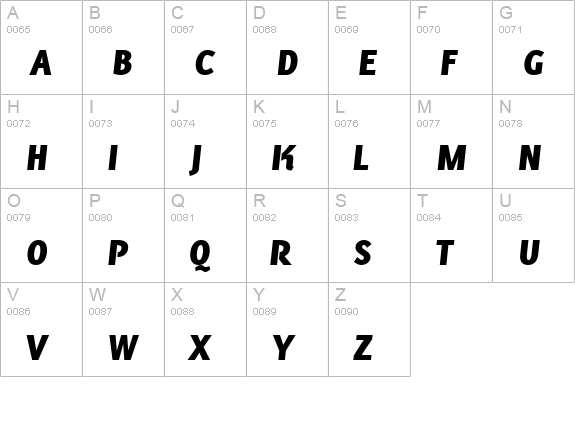 PFMuse-BlackItalic uppercase A-Z preview