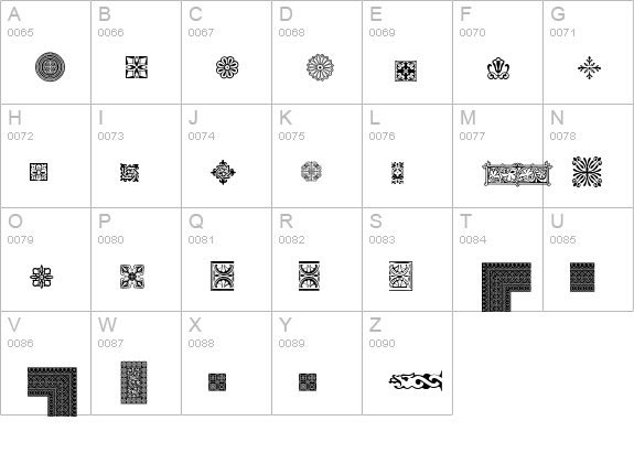 PFOrnmTreasures1-Regular uppercase A-Z preview