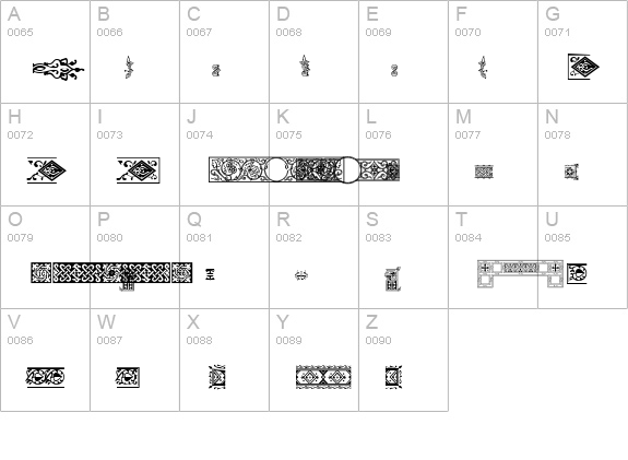 PFOrnmTreasures2-Regular uppercase A-Z preview