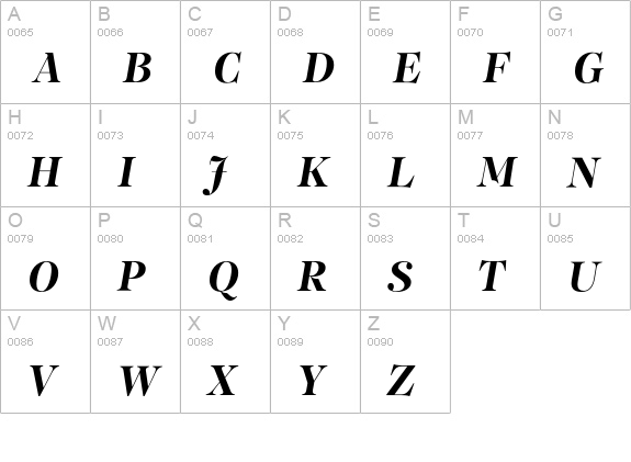 PFRegalDisplayPro-BoldItalic uppercase A-Z preview