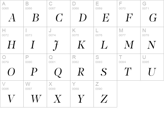PFRegalDisplayPro-Italic uppercase A-Z preview