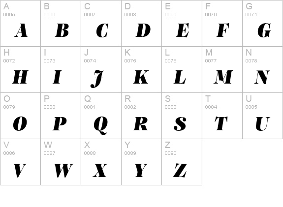 PFRegalDisplayPro-UBlackItalic uppercase A-Z preview
