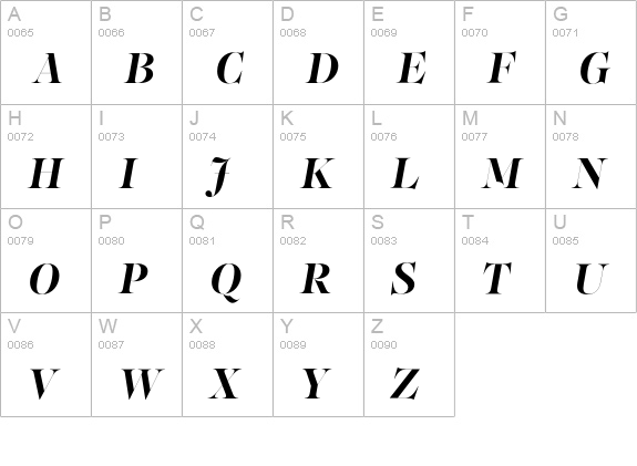 PFRegalFinessePro-BoldItalic uppercase A-Z preview