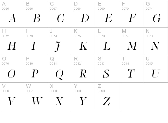 PFRegalFinessePro-Italic uppercase A-Z preview