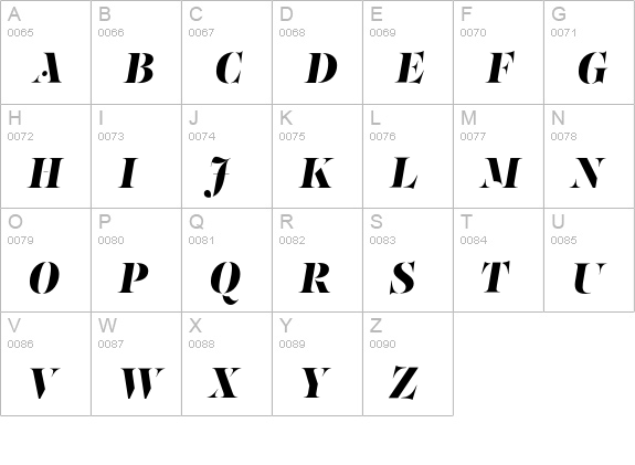 PFRegalStencilPro-BlackItalic uppercase A-Z preview