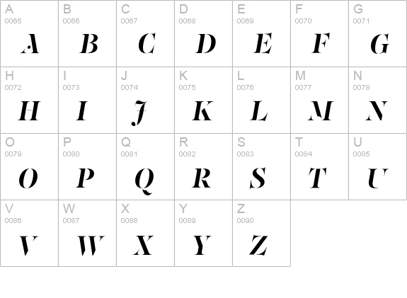PFRegalStencilPro-BoldItalic uppercase A-Z preview