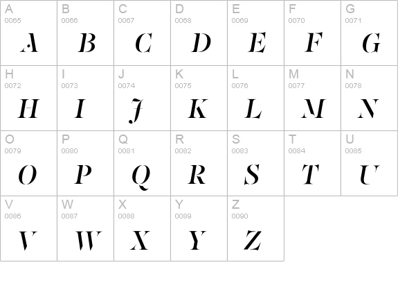 PFRegalStencilPro-MediumItalic uppercase A-Z preview