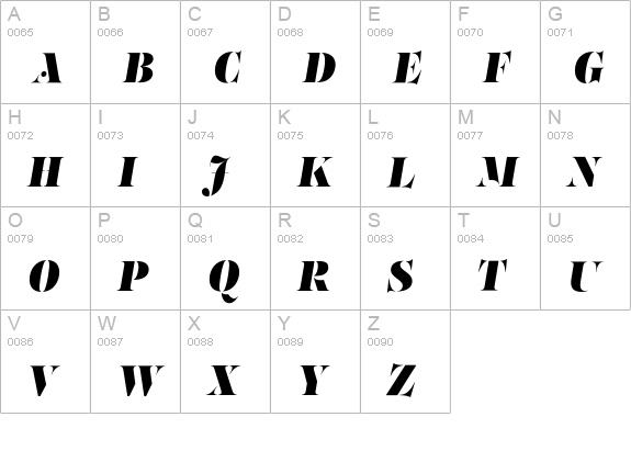 PFRegalStencilPro-UBlackItalic uppercase A-Z preview